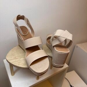 Calson Nordstrom cream wedge sandals with adjustable straps size 12